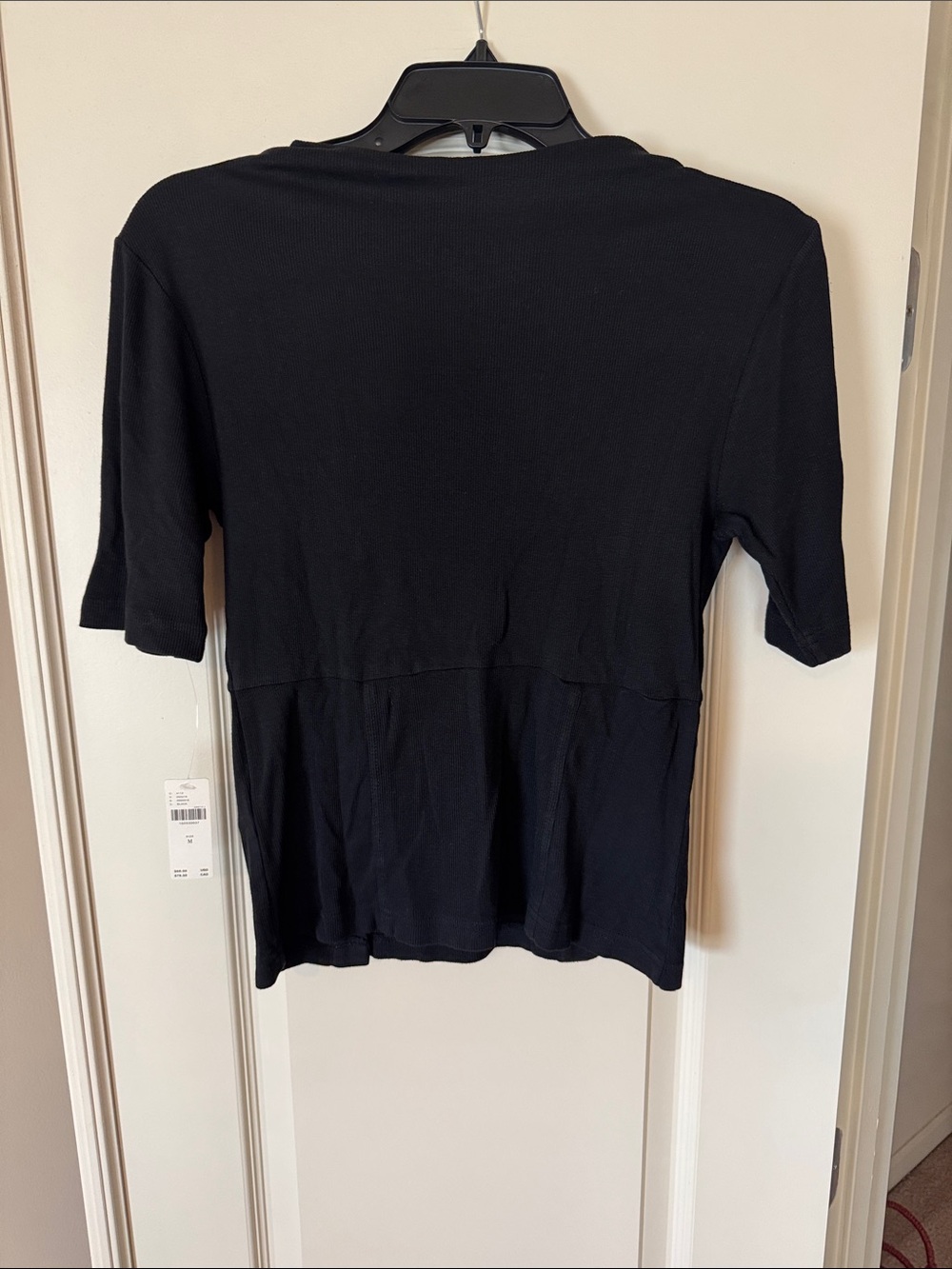 Pilcro Black Short Sleeve Knit Top with Button Accent - Picture 3 of 3